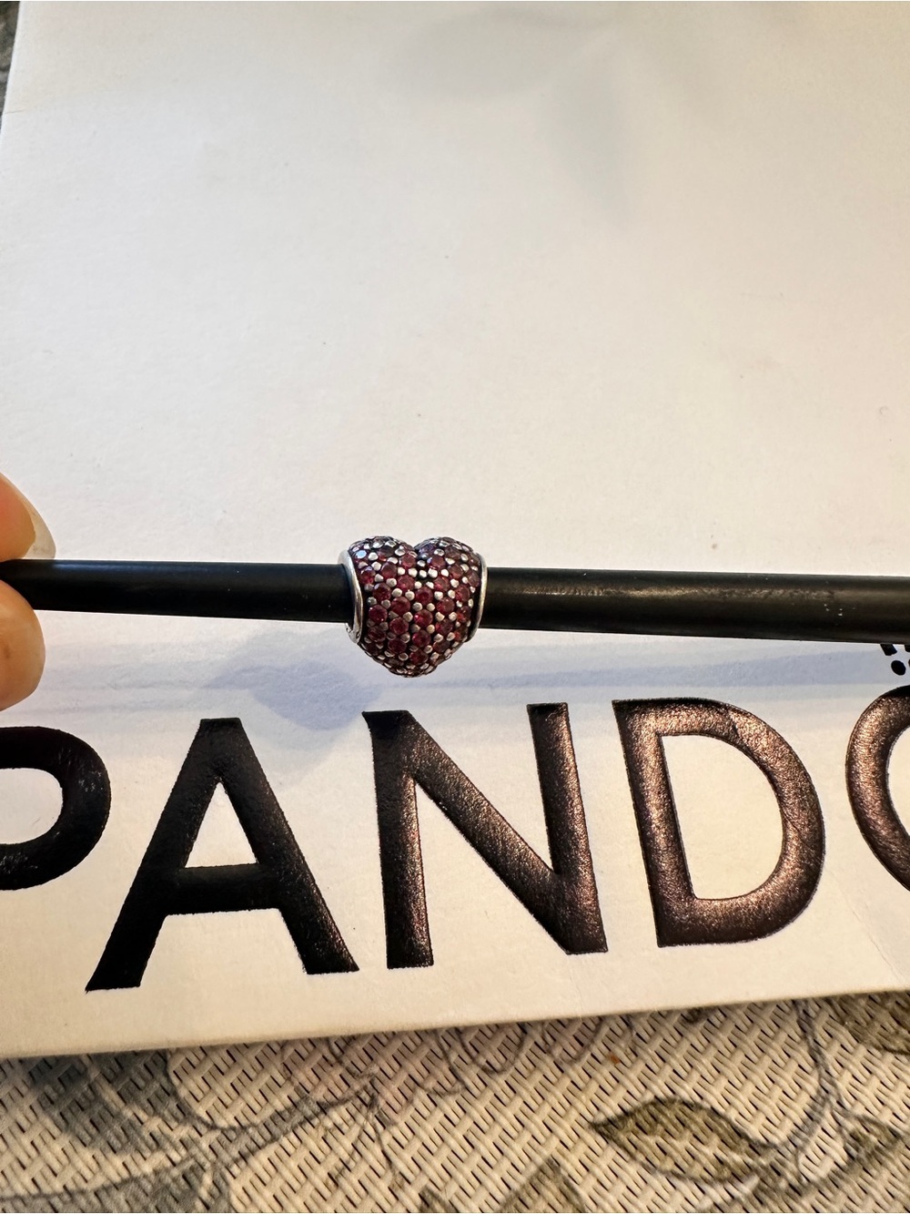 Authentic Pandora pink pave heart charm